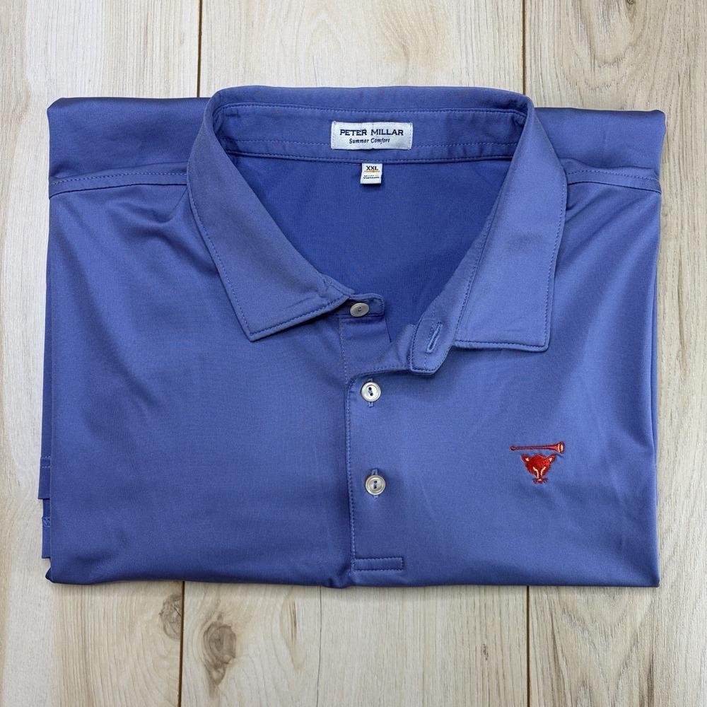 Peter Millar Summer Comfort MYOPIA HUNT GOLF CLUB Polo Shirt Mens XXL Blue